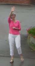 Loretta waving goodbye at Alzey