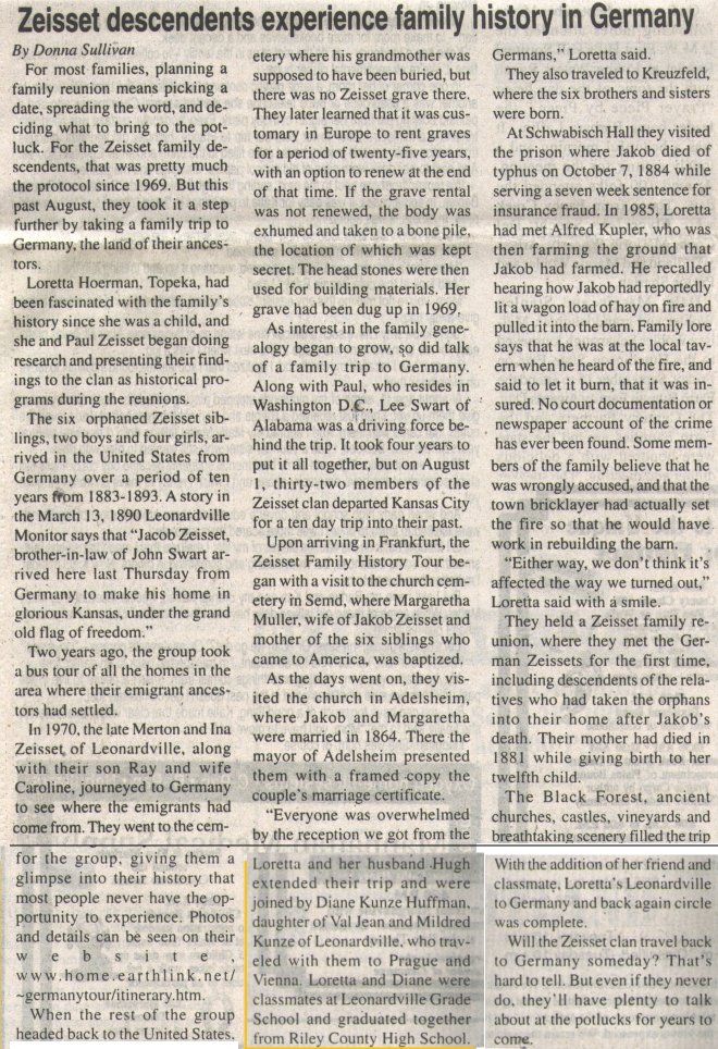 Riley Countian article
about Zeisset trip to Germany
