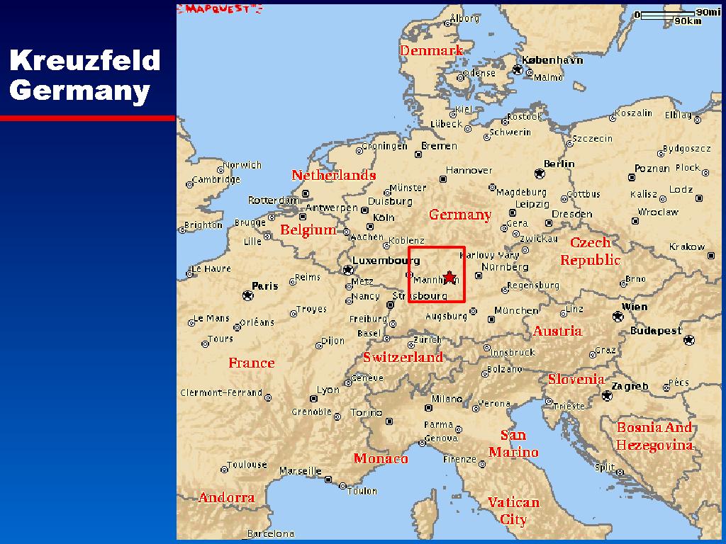 Map of Europe highlight southcentral Germany
