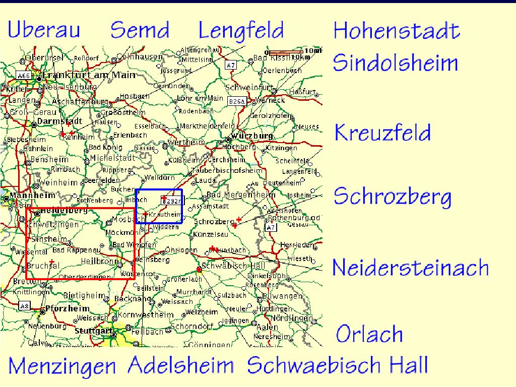 Map of southcentral Germany